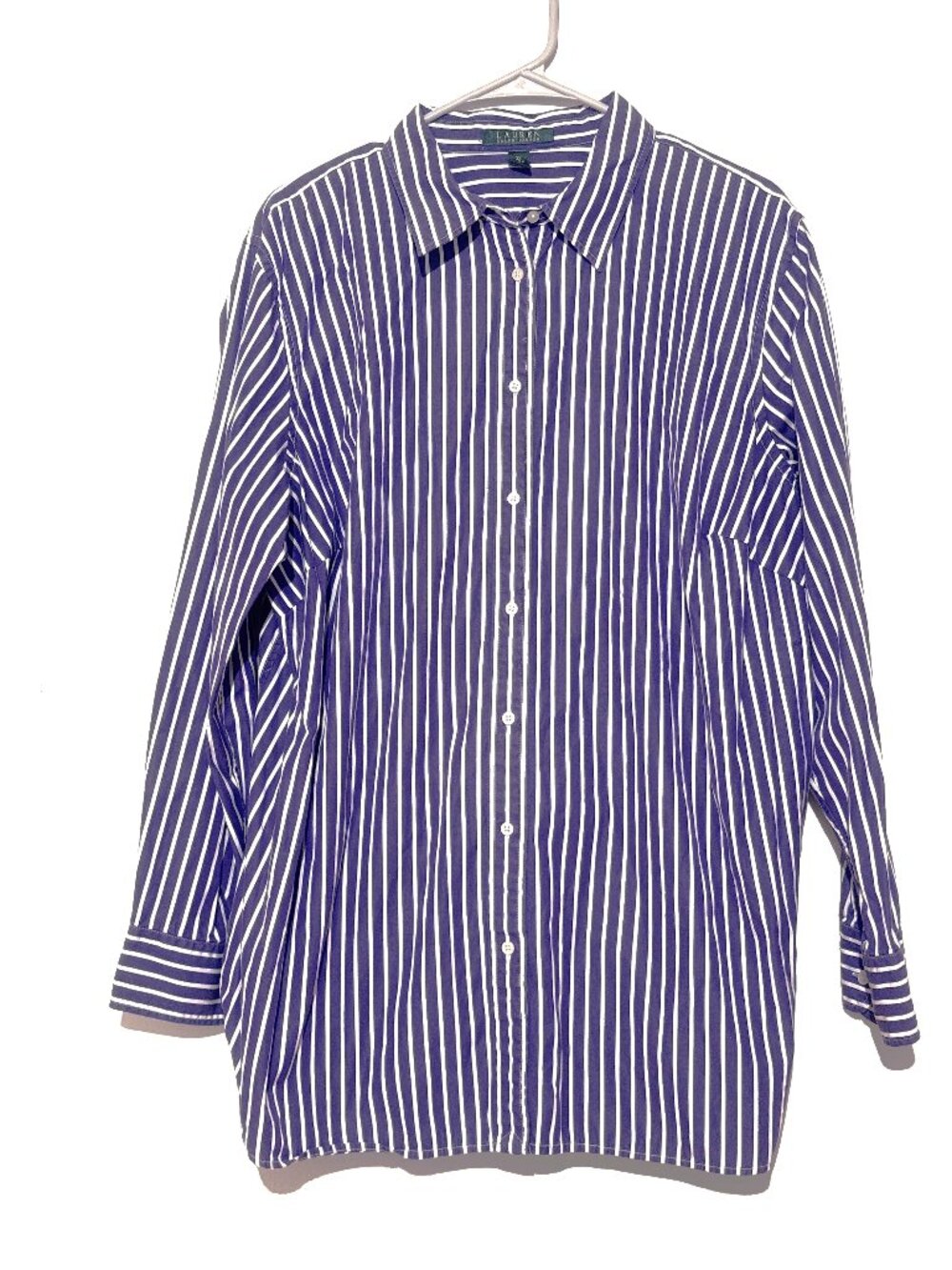 Lauren Ralph Lauren Purple Striped Cotton Button Down Shirt 2X
